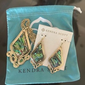 Kendra Scott Abalone Shell Necklace and Earrings Set